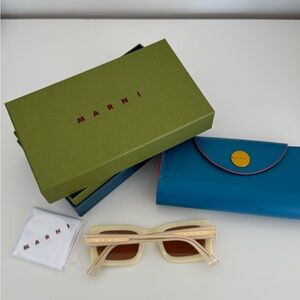 Marni Cream Sunglasses with Blue Case and Green Box